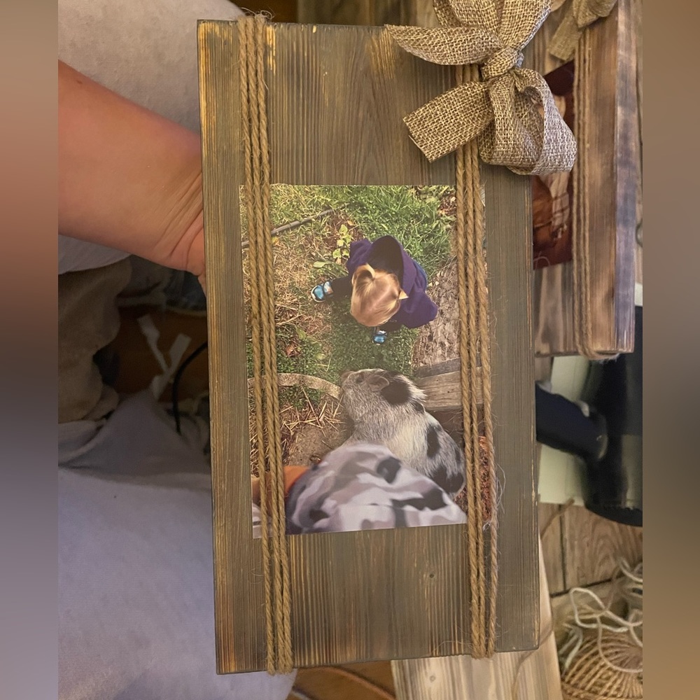Handmade picture frame holding a 4x7 photo